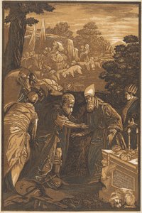 Melkisédek Ábrahám áldása alkotó: after Francesco Bassano II John Baptist Jackson