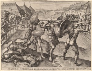 Horatii és Curiatii csata alkotó: after Frans Floris I