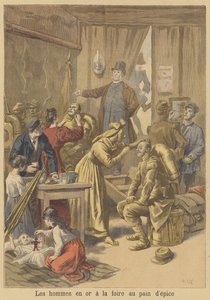 Aranyra festett férfiak a húsvéti mézeskalácsvásár előtt alkotó: after Frederic Theodore Lix