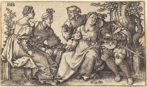 Két szerető pár bohóccal alkotó: after Hans Sebald Beham