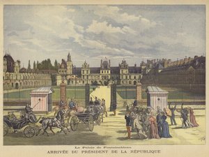 Franciaország elnökének megérkezése a Palais de Fontainebleau-ba