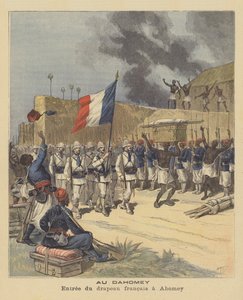 A francia zászló beléptetése a dahomeyi Abomey-ba