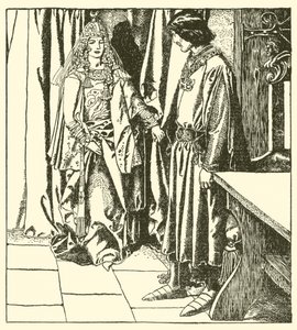 Morgana királynő megjelenik Sir Launcelotnak alkotó: after Howard Pyle