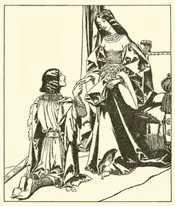 Sir Launcelot köszönti Guinevere királynőt