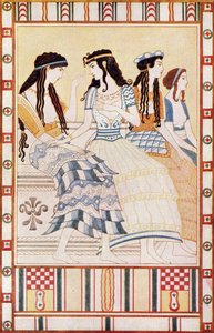 Ladies of the Minoan Court, illusztráció Donald A. Mackenzie „Myths of Crete and Pre-Hellenic Europe” című művéből, 1917-ben megjelent
