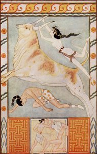 The Bull Baiters, illusztráció Donald A. Mackenzie „Myths of Crete and Pre-Hellenic Europe” című művéből, 1917-ben megjelent