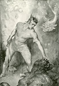 Beowulf lenyírja Grendel fejét