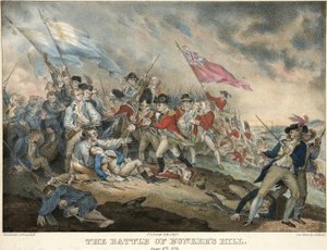 The Battle of Bunkers Hill, 1775. június 17., vésette Alfred Hoffy (kb.1790-1860), kocsma. 1786 (kézzel színezett metszet) alkotó: after John Trumbull