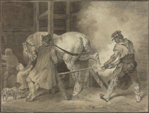 A kovácsműhely alkotó: after Léon Cogniet after Théodore Gericault