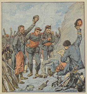 A csapatok lelkesedése Ducrot tábornok győztes kilépésének bejelentésekor alkotó: after Louis Charles Bombled
