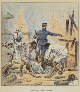 Fellázadt falvak felgyújtása alkotó: after Louis Charles Bombled