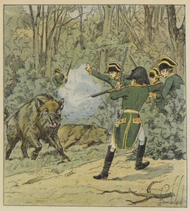 A császár vaddisznóra vadászik a marlyi erdőben alkotó: after Louis Charles Bombled