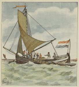 A császár egy csónakot adományoz egy holland pilótának alkotó: after Louis Charles Bombled