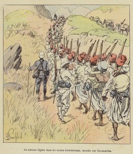 A fényoszlop az Ambohimena-hegységben a Tananariven vonul alkotó: after Louis Charles Bombled