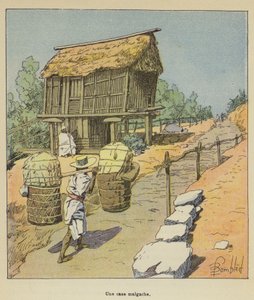 Egy madagaszkári kunyhó alkotó: after Louis Charles Bombled