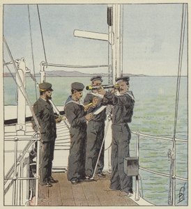 Japán kilátók figyelik a Port-Arthur flottát alkotó: after Louis Charles Bombled