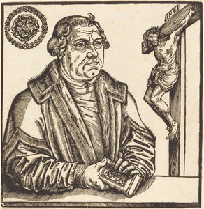 Luther Márton, Félalakos balra könyvvel a kezében alkotó: after Lucas Cranach the Younger