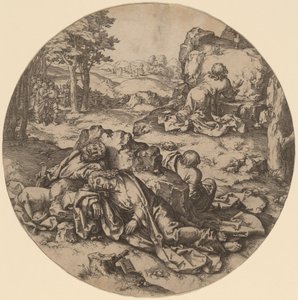 Krisztus az Olajfák hegyén alkotó: after Lucas van Leyden