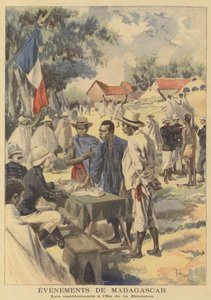 A Réunion szigeti hadkötelesek beiratkoznak a francia hadseregbe Madagaszkáron alkotó: after Oswaldo Tofani