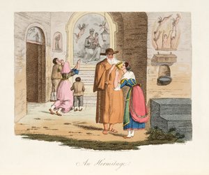 Capua Ermitázsa, az olasz díszletből, Olaszország különböző államainak modorait, szokásait és szórakozásait képviseli, kocsma. 1806 (kézzel színezett metszet)