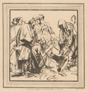 Jákob meggyőzte, hogy küldje el Benjámint testvéreivel Egyiptomba alkotó: after Sir Anthony van Dyck William Wynne Ryland
