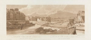 Kilátás a városra a Louvre-ral. 1802; 3. tábla a Views in Parisból, az Emanuel kötet alkotó: after Thomas Girtin