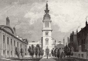 Christ Church és a Christs Hospital része, 1831 alkotó: Thomas Hosmer after Shepherd