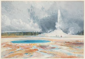 Castle Gejzír, Felső Gejzír medence, Yellowstone Nemzeti Park alkotó: after Thomas Moran