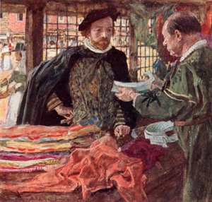 Shakespeare a Mercersben, hogy megvásárolja magának az egyik új leeső nyakörvet, amely a fodrokat váltja fel