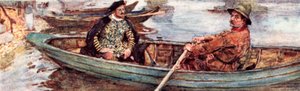 Shakespeare egy víziemberrel, akit a londoni Temzén eveznek
