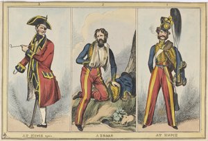 „1. Otthon 2. Külföld 3. Újra itthon, 1830 körül (színes rézkarc)