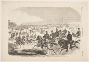 Az Unió lovassága és tüzérsége a lázadók üldözésében a Yorktown Turnpike-on alkotó: Winslow Homer