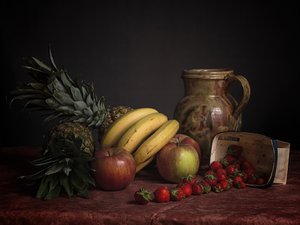 Rusztikus gyümölcsös csendélet alkotó: alberti Patrick