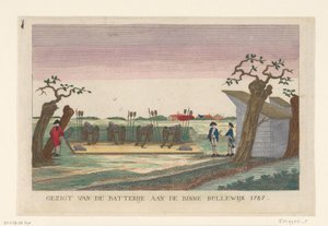 Akkumulátor a Binnen Bullewijkban, 1787 Az akkumulátor képe a Binne Bullewijk 1787-nél (cím a tárgyon) Elemek Amszterdam környékén 1787-ben (német példányok) (sorozat címe) alkotó: anonymous (attributed to)