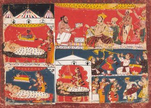 Ayodhya ünnepli Rama és testvérei születését alkotó: anonymous 