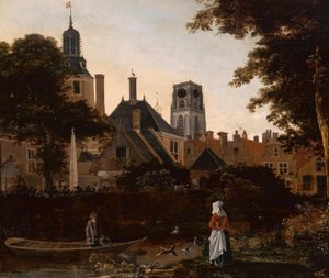 Holland: Stadsgezicht te Rotterdam met de Sint Laurenstoren Rotterdam látképe, a Szent Laurenskerk tornyával alkotó: anonymous 