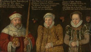 Német: III. frigyes pfalzi választófejedelem (1515-1576) portréja feleségével, Maria von Brandenburg-Kulmbach és Amalia von Neuenar feleségével alkotó: anonymous 