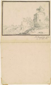 Táj egy szökőkúttal alkotó: attributed to Benjamin Franklin Bache