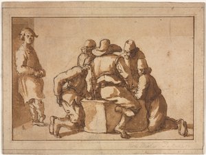 Játékos fiatal férfiak műfaji jelenete alkotó: attributed to Frederico Zuccaro