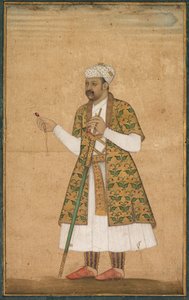 Egy udvaronc, esetleg Alam kán, aki egy spinelt és egy Deccan kardot tart alkotó: attributed to Govardhan