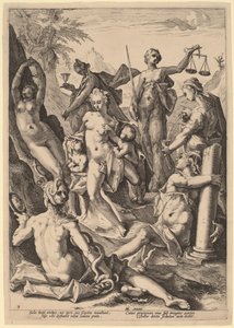A hét erény alkotó: attributed to Jacob Matham, after Hendrik Goltzius