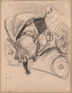 Fiacre-be lépő nő (recto) alkotó: attributed to Jean Louis Forain