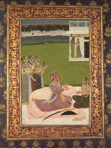 Maharaja Savant Singh portréja hitvesével, Bani Thanival alkotó: attributed to Nihal Chand