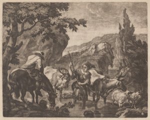 Szarvasmarha patakot forog alkotó: attributed to Robert Robinson,after Nicolaes Pietersz Berchem
