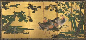 Főnixek és Paulownia alkotó: attributed to Tosa Mitsuyoshi
