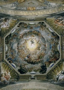 Szűz mennybemenetele, a kupola mennyezetéről, 1526-30 alkotó: Antonio da Correggio