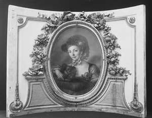 Nő kutyával, 1770-90. alkotó: ca. 1775 . French Painter