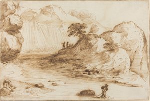 Táj vízeséssel alkotó: called Guercino Giovanni Francesco Barbieri