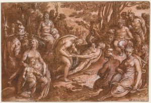 Marsyas lenyúzása, c. 1570-1605. alkotó: called Johannes Stradanus Jan van der