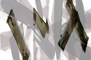 Absztrakt olíva-szürke ecsetvonások alkotó: cartissi